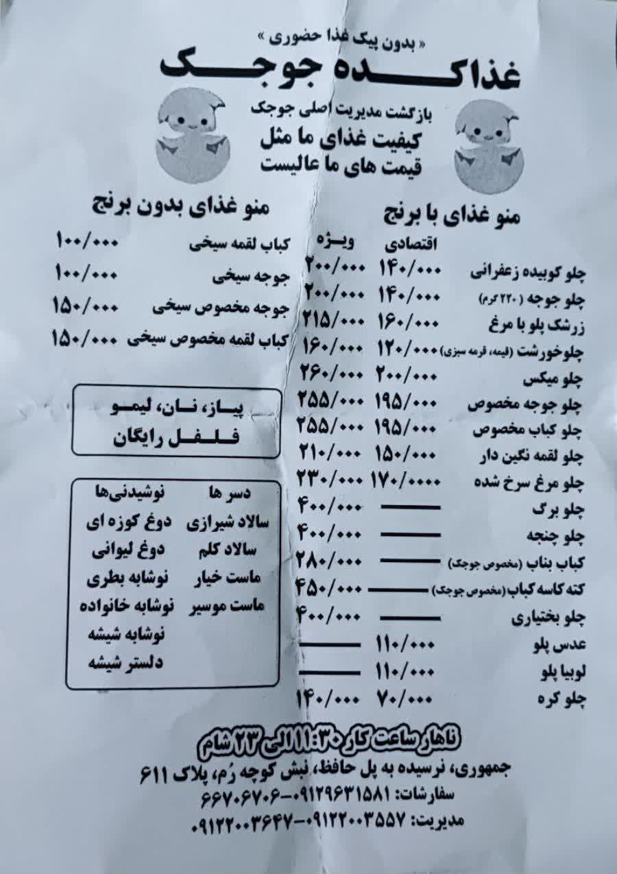 بهترین تهیه غذا در خیابان جمهوری تهران غذا کده جوجک